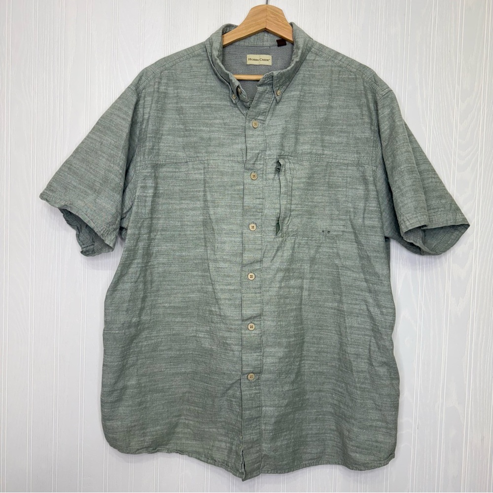 Hobbs Creek lightweight green short sleeve Fishing shirt 2X
